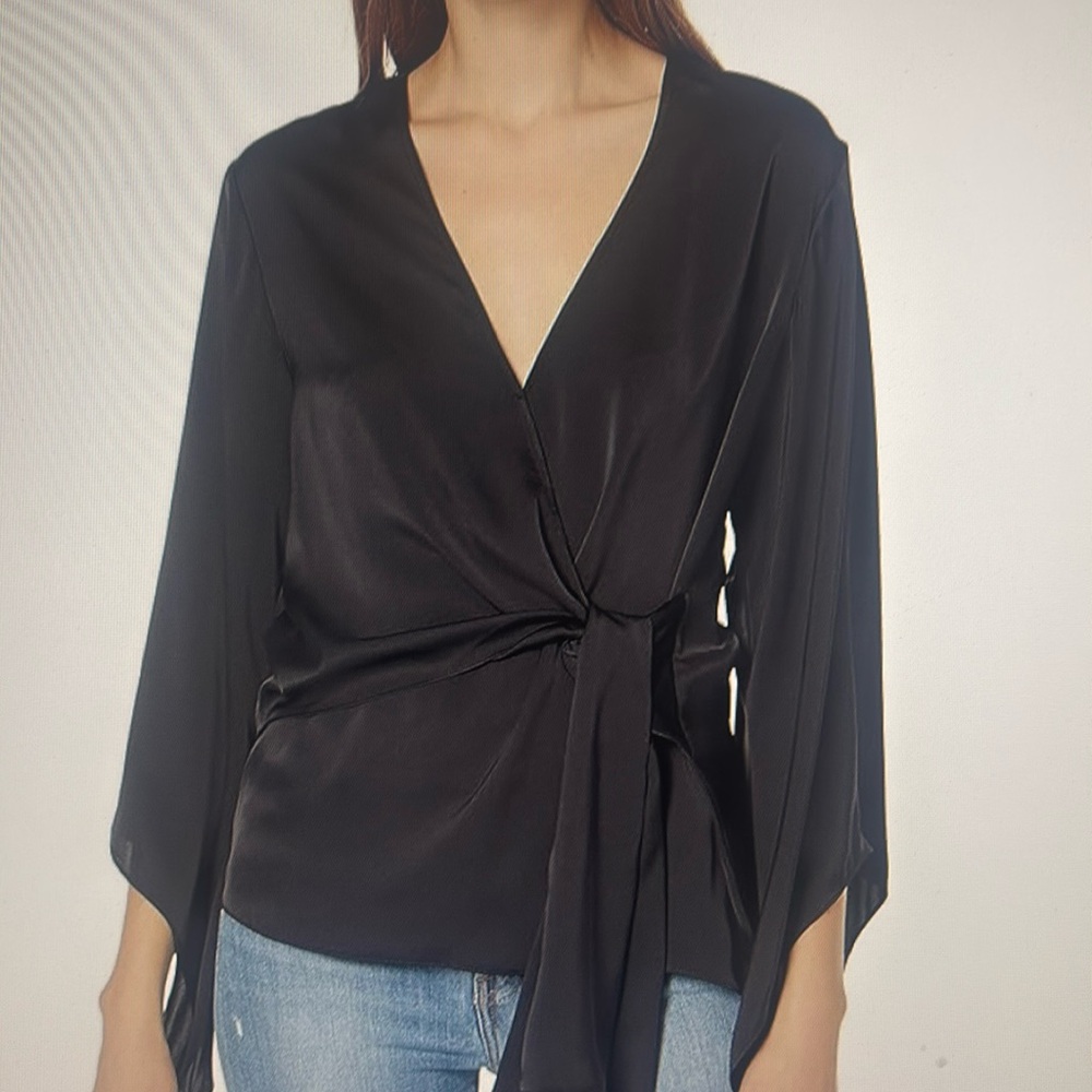 NWT Ramy Brook Cassandra Wrap Top. Plus Size 3XL. Color Black